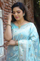 Demanding Kanjivaram Work Sky Blue Color Designer Saree